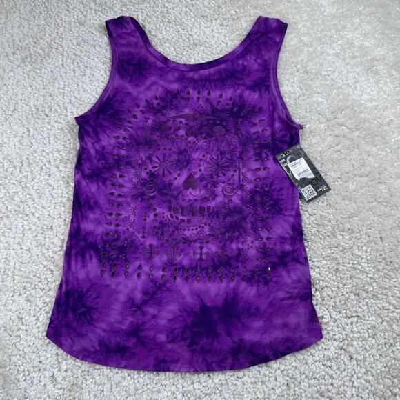 Hurley Ginger Skull Cut Out Tank Purple NEW - Picture 1 of 10